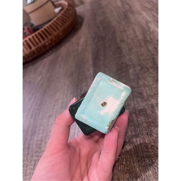 Vintage Porcelain Mini Hinged Trinket Box Apple On Books Teacher 2.25” - Picture 5 of 5